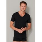 Schiesser T-Shirt V-Neck 95/5 Short Sleeve (95% Cotton) Underwear Black Men - 2 Pack