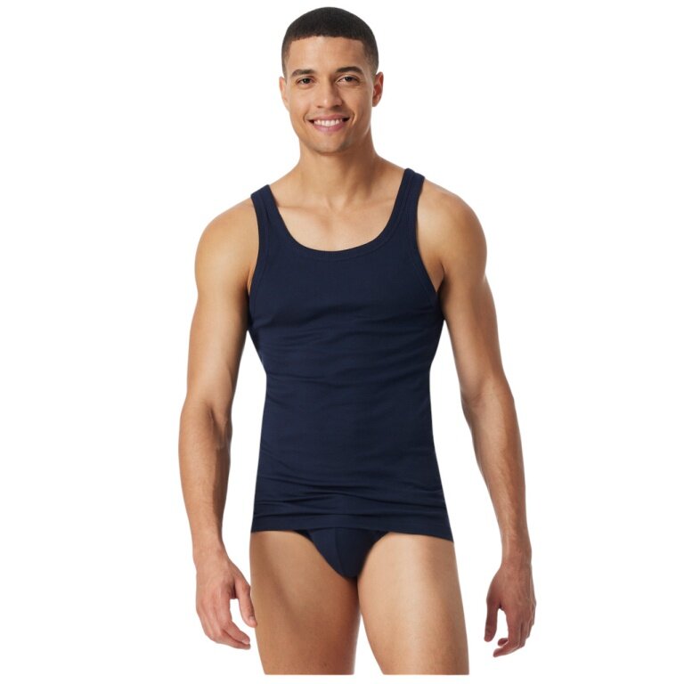 Schiesser Tank Top Revival Ludwig (Fine Rib Quality) Underwear Dark Blue Men's