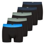 Schiesser Underwear Boxer Shorts 95/5 Organic Cotton Woven Elastic Waistband Black Men's - Pack of 5