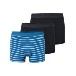 Schiesser Underwear Boxer Shorts 95/5 Woven Elastic Waistband 910 Dark Blue/Blue and White Striped Men's - 3 Pieces