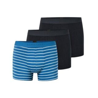Schiesser Underwear Boxer Shorts 95/5 Woven Elastic Waistband 910 Dark Blue/Blue and White Striped Men's - 3 Pieces