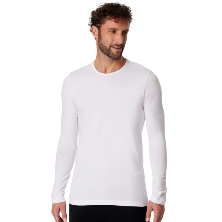 Schiesser Underwear Long Sleeve Shirt Organic Cotton Round Neck 95/5 - white Men's