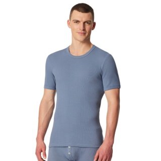 Schiesser Underwear Shirt Revival Friedrich (Cotton) Short Sleeve Blue Grey Men's