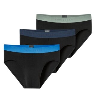 Schiesser Underwear Rio Slip Organic Cotton Web Elastic Waistband 95/5 Multicoloured Black Men's - 3 Pieces