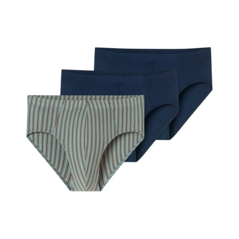Schiesser Underwear Supermini Slip 95/5 Organic Cotton multicoloured dark blue/striped 923 Men's - 3 pieces