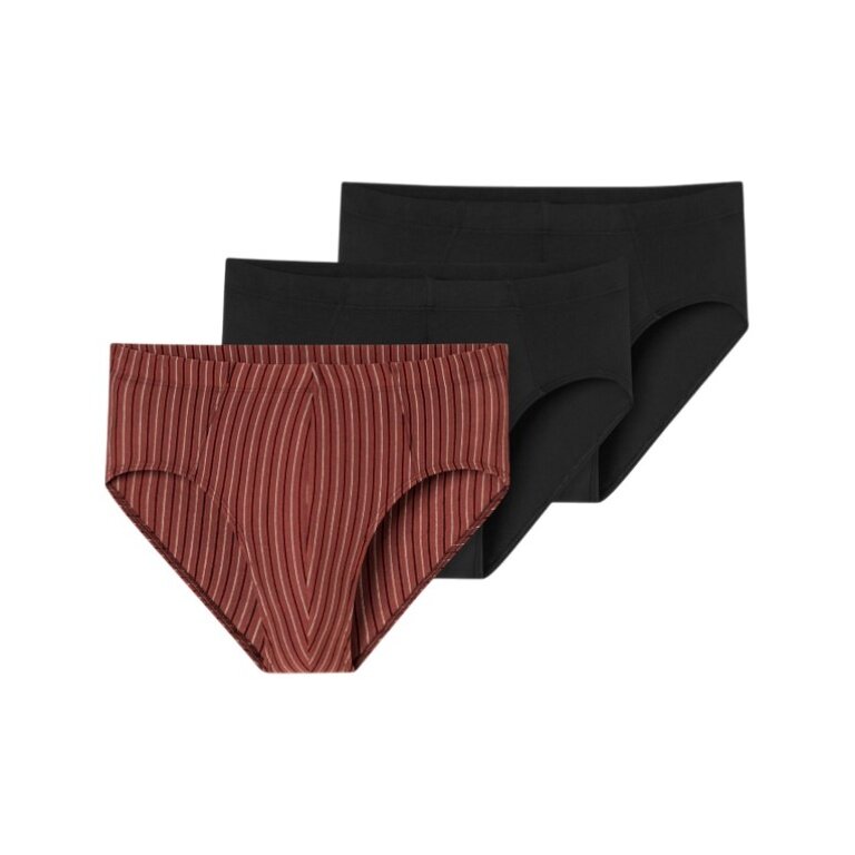 Schiesser Underwear Supermini Slip 95/5 Organic Cotton multi-coloured black/red-brown/striped 924 Men's - 3 pieces