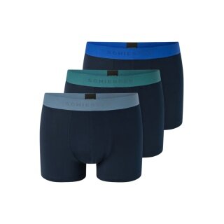 Schiesser Underwear Boxer Shorts 95/5 Organic Cotton Woven Elastic Waistband Multicoloured Dark Blue Men's - 3 Pieces
