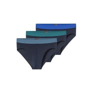 Schiesser Underwear Rio Slip Organic Cotton Web Elastic Band 95/5 Multicoloured Dark Blue Men's - 3 Pieces