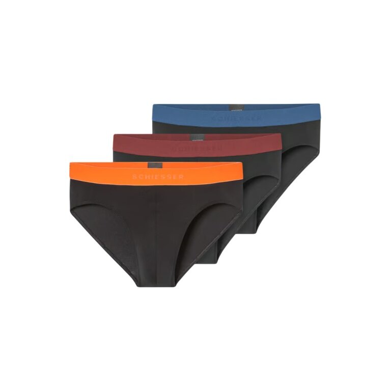 Schiesser Underwear Slip Rio Organic Cotton Web Elastic Waistband 95/5 Multicoloured Black 926 Men's - 3 Pieces