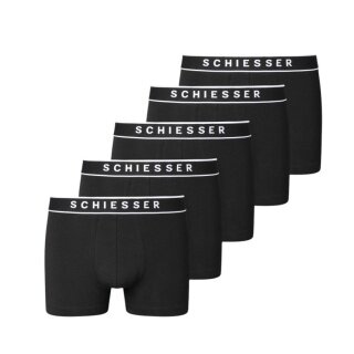 Schiesser Underwear Boxer Shorts 95/5 Organic Cotton Woven Elastic Waistband Black Men's - 5 Pieces