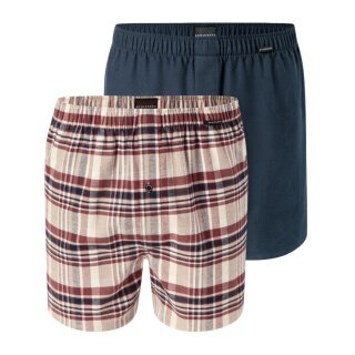 Schiesser Underwear Boxer Shorts Woven Fabric X-Mas Multicoloured Dark Blue/Brown Men's - 2 Pieces