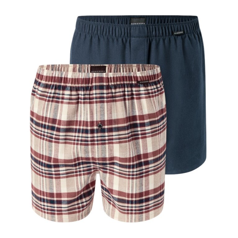 Schiesser Underwear Boxer Shorts Woven Fabric X-Mas Multicoloured Dark Blue/Brown Men's - 2 Pieces