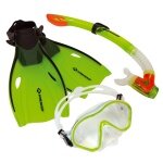 Turtle Snorkel Set Bermuda for Children - Silicone Diving Goggles, Silicone Snorkel and Adjustable Fins - 1 Set
