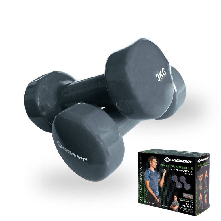 Schildkröt Fitness Vinyl Dumbbells (Iron/PVC) grey Set 2x3.0kg