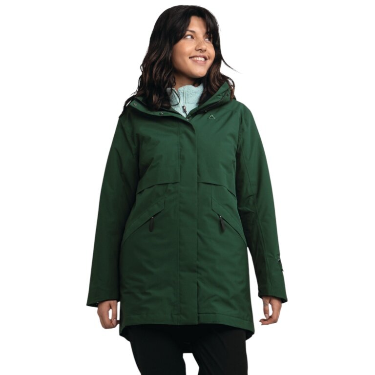 Schöffel Transitional Rain Jacket Urban Insulated Parka Style Malkay (waterproof, breathable) green ladies