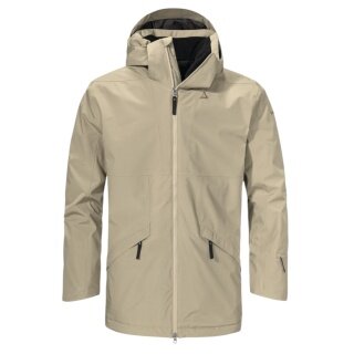 Schöffel Transitional Rain Jacket Urban Insulated Parka Style Malkay (waterproof, breathable) beige men's