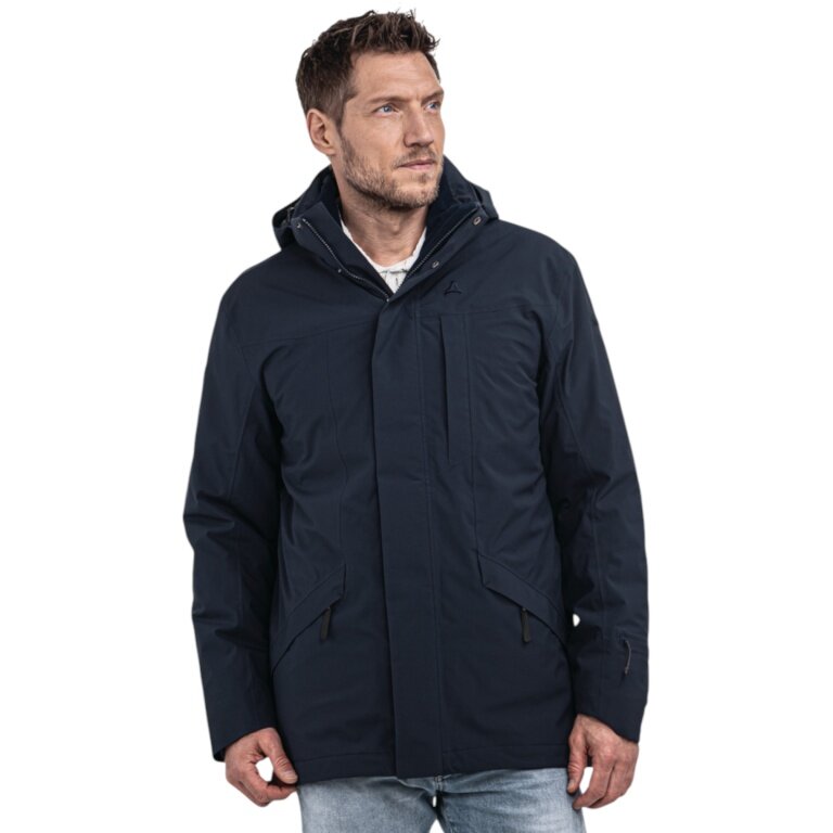 Schöffel Transitional Rain Jacket Urban 3in1 Parka Style Borkol (waterproof, breathable) navy blue men's