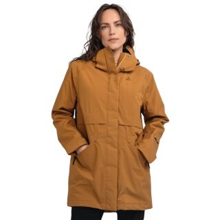 Schöffel Transitional Rain Jacket Urban Insulated Parka Style Malkay (waterproof, breathable) light brown ladies