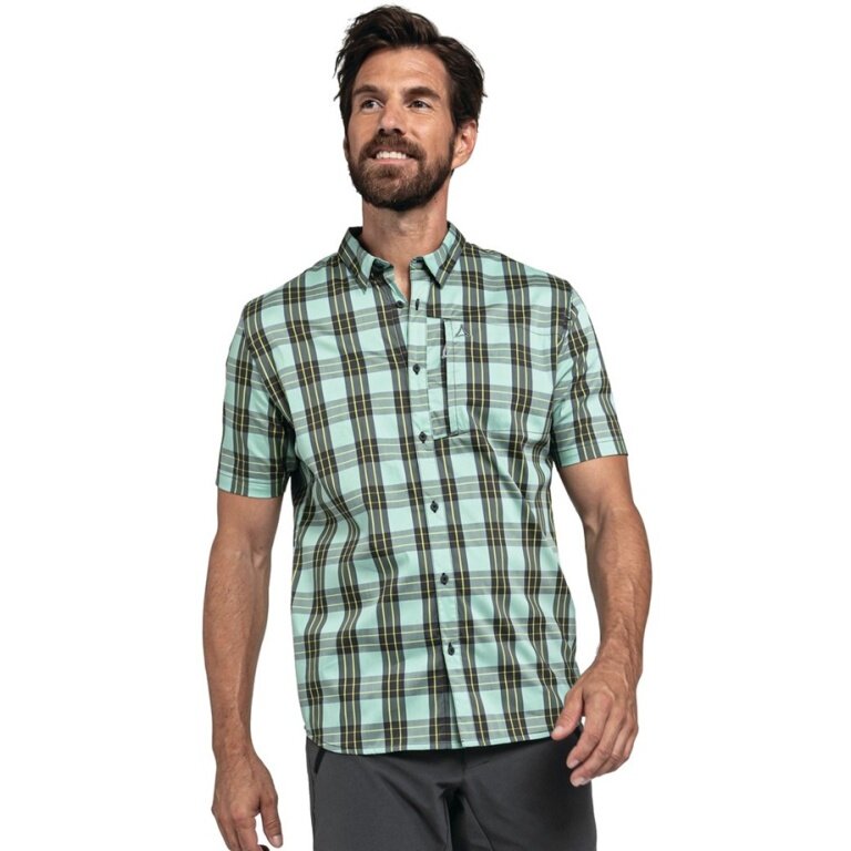 Schöffel Hiking Shirt Burgspitz (breathable, chest pocket) short sleeve green Men