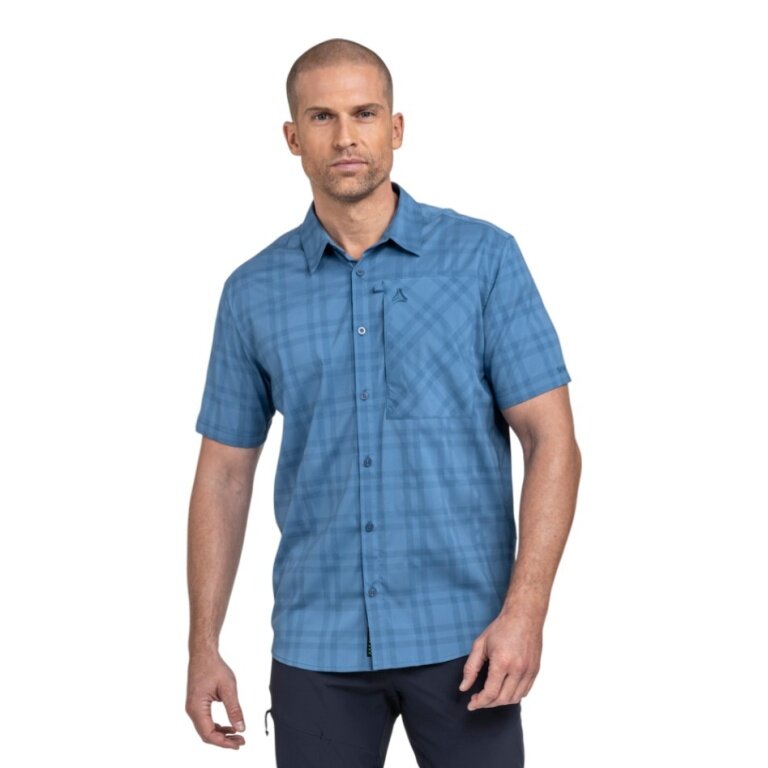 Schöffel Hiking Shirt Frolya (UV Protection, Chest Pocket) Short Sleeve Blue Men's