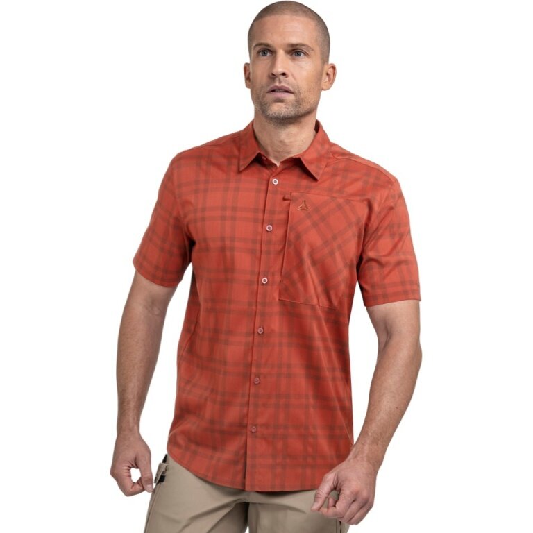 Schöffel Hiking Shirt Frolya (UV Protection, Chest Pocket) Short Sleeve Red Men's