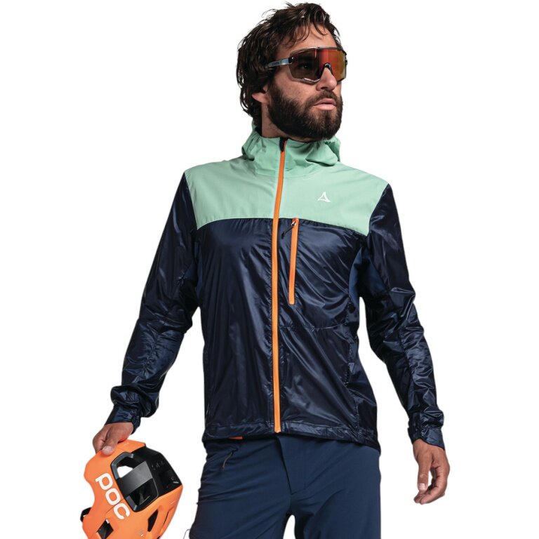 Schöffel Hybrid Flow Trail Bicycle Jacket (windproof, lightweight) dark blue/mint men's