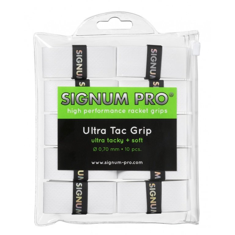 Signum Pro Overgrip Ultra Tac 0.70mm white 10-pack clip bag