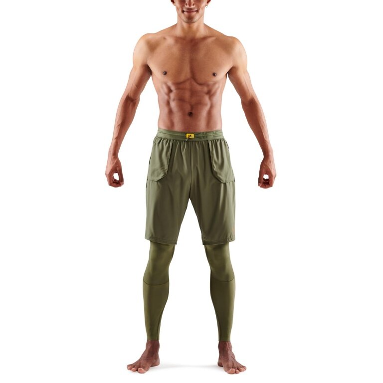 Skins Functional Pants 5-Series Superpose Long Tight (2-in-1 Skins Tights with Overpants) Khaki Green Men