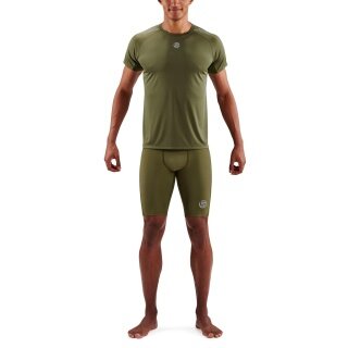 Skins Training T-shirt 3-Series (100% Polyester, Mesh Inserts) Khaki Green Men