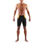 Skins Functional Pants TRI Brand Half Tight Short (for Triathlon, tight-fitting, quick-drying) black/yellow Men