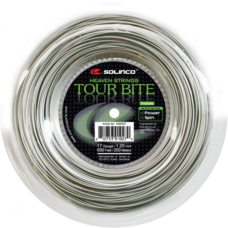 Solinco Tennis String Tour Bite (Durability+Spin) silver 200m Roll