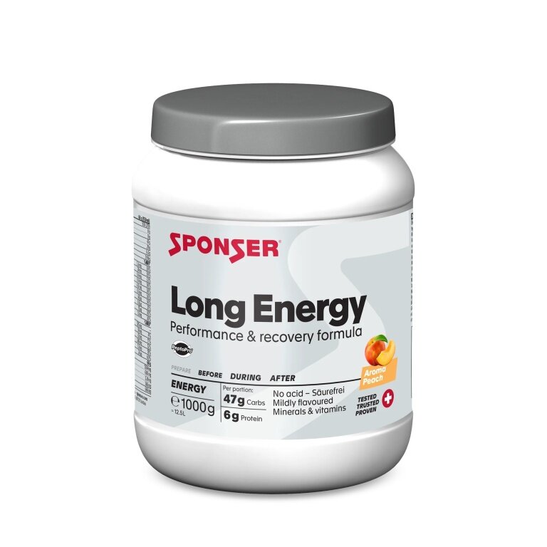 Sponser Energy Long Energy (acid-free sports drink with Multi Carb Formula) Peach 1000g can