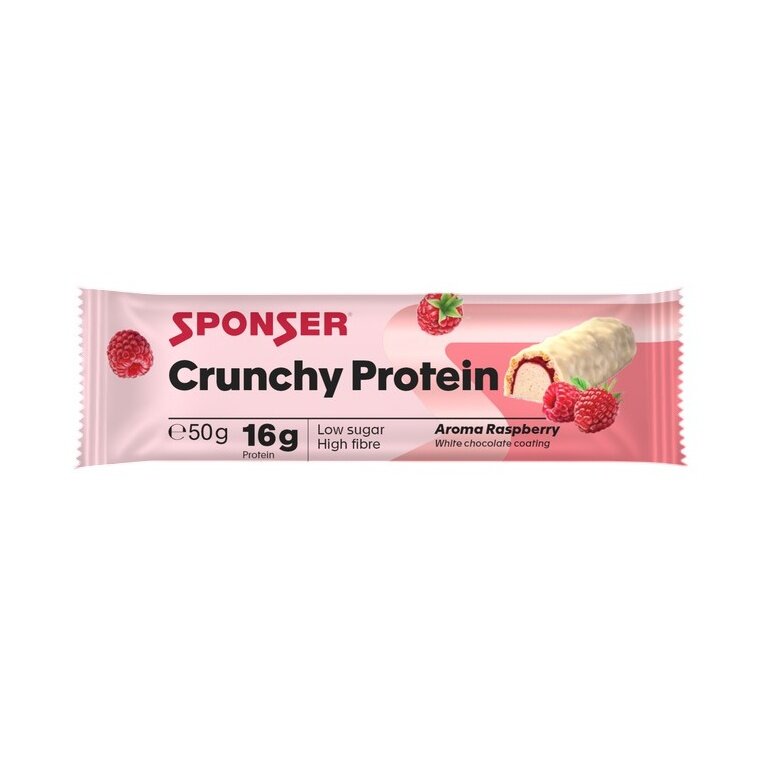 Sponser Crunchy Protein Bars (over 30% protein content, only 1.8g sugar per bar) Raspberry 12x50g box