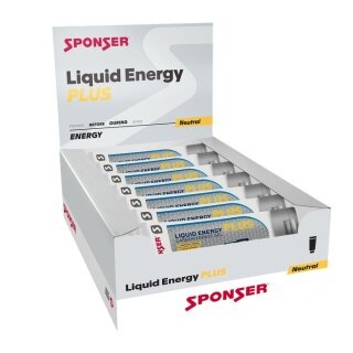 Sponser Energy Liquid PLUS Gel (Carbohydrate Gel with Caffeine and Taurine) Neutral/Caffeine 18x70g Box
