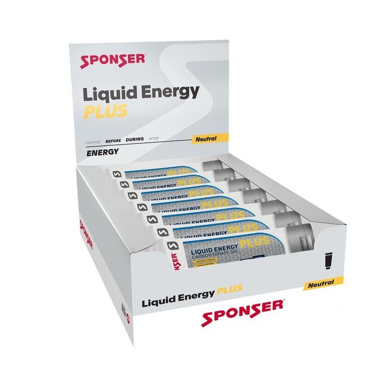 Sponser Energy Liquid PLUS Gel (Carbohydrate Gel with Caffeine and Taurine) Neutral/Caffeine 18x70g Box