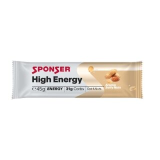 Sponser Bar High Energy (high energy density, optimal compatibility) Salty Nuts - Test winner - 30x45g Box