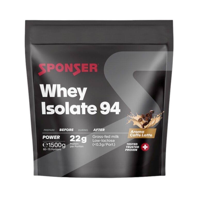 Sponser Whey Isolate 94 Protein Powder (pure Whey Isolate CFM, maximum protein content, lactose-free) Caffe Latte 1500g stand-up pouch