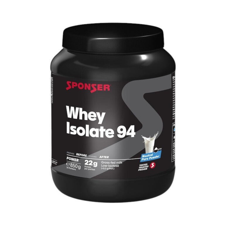 Sponser Whey Isolate 94 Protein Powder (pure Whey Isolate CFM, max. protein content, lactose-free) Neutral 850g tin