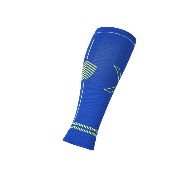 STOX Energy Socks Calf Compression Sleeves for Running - blue/yellow 1 pair