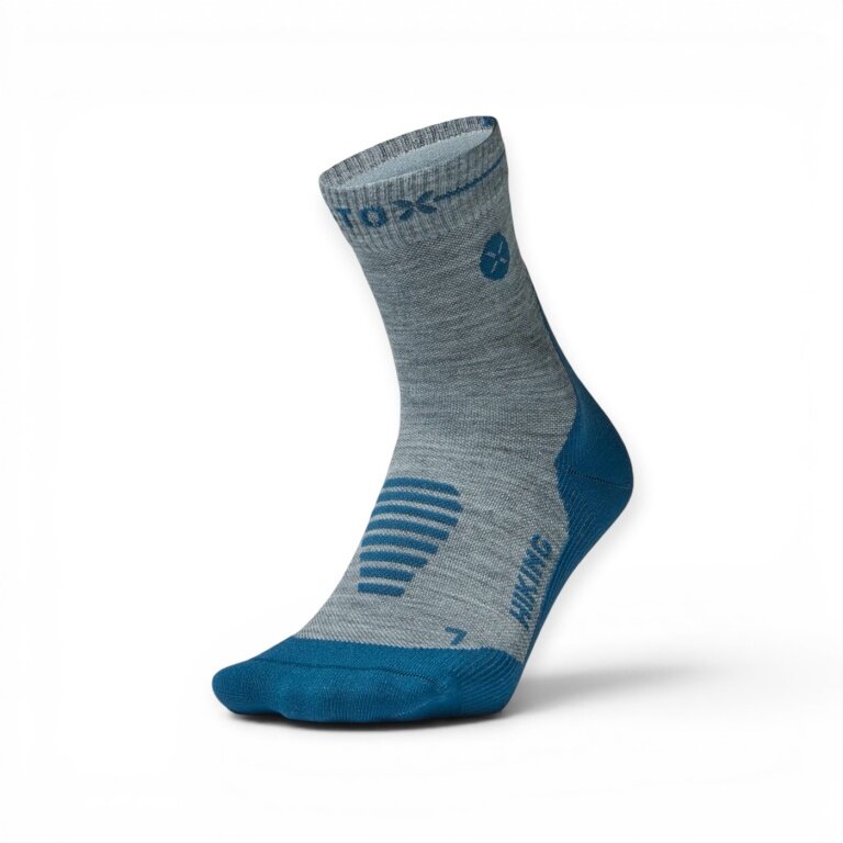 STOX Energy Socks Hiking Compression Merino Ankle Socks (targeted compression) grey/teal ladies - 1 pair