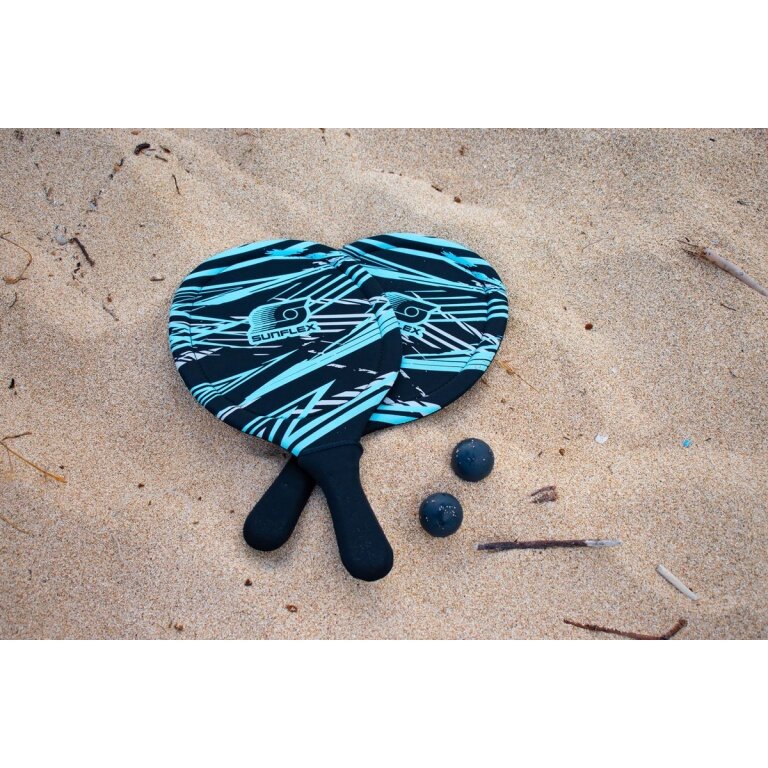 Sunflex Racket Set Beachball Action Pro (2 Beachball Rackets made of Neoprene, 2 Balls) blue