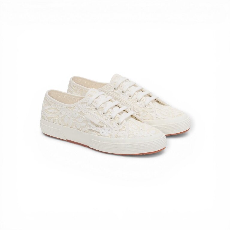 Superga Pizzo Macrame 2750 White Sneakers for Women