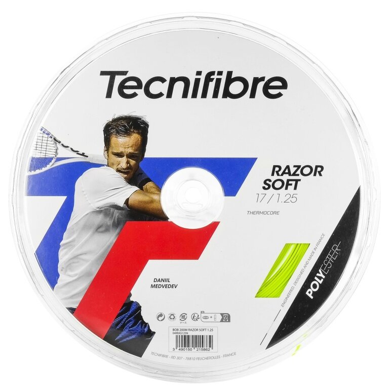 Tecnifibre Tennis String Razor Soft (Durability + Allround) lime green 200m reel
