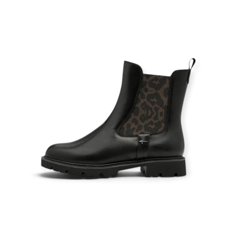 Tamaris Wide Fit Chelsea Ankle Boots (Leather) 8-85402-47 black/leopard Ladies