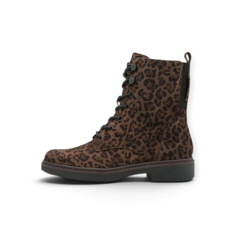 Tamaris Wide Fit Ankle Boot Lace Boot Flat (Leather/Synthetic, with side zip) 8-85107-43 brown/black Ladies