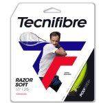 Stringing with Tecnifibre Razor Soft tennis string lime yellow