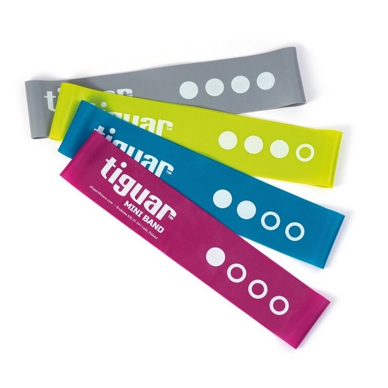 Tiguar Mini Fitness Band (yellow/grey/blue/purple) set of 4