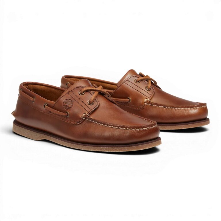 Timberland Classic 2-Eye Boat Shoes (Premium Leather) Sahara Brown Men's