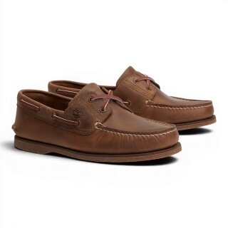Timberland Classic 2-Eye Boat Shoes (Premium Leather) brown men's