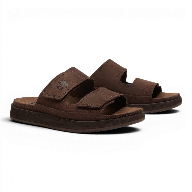Timberland Casco Cove Slide Sandal (Premium Leather) dark brown men's